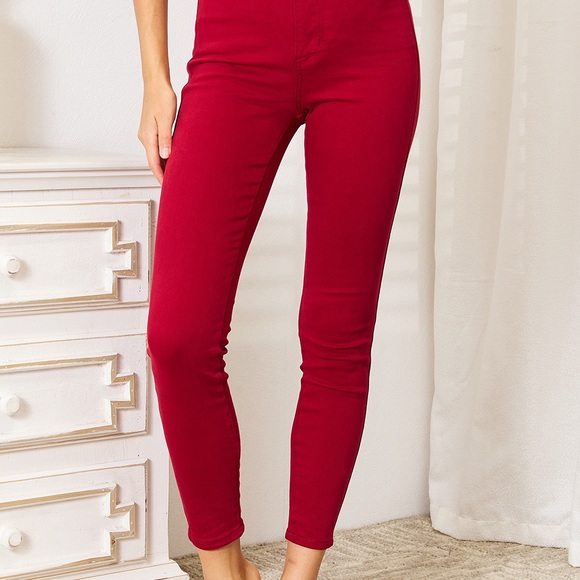 Judy Blue Red High Waist Tummy Control Skinny Jeans - Picture 3 of 6